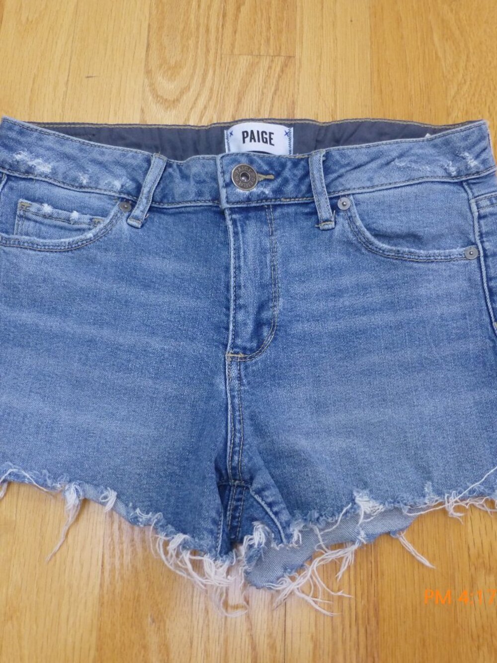 PAIGE Cut Off Distressed Denim Shorts Women’s 25 High Rise